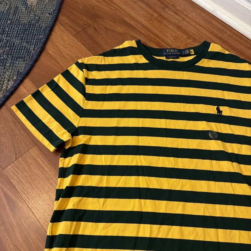 Polo Ralph Lauren Shirt Mens Small Striped Short Sleeve Round Neck Rugby
